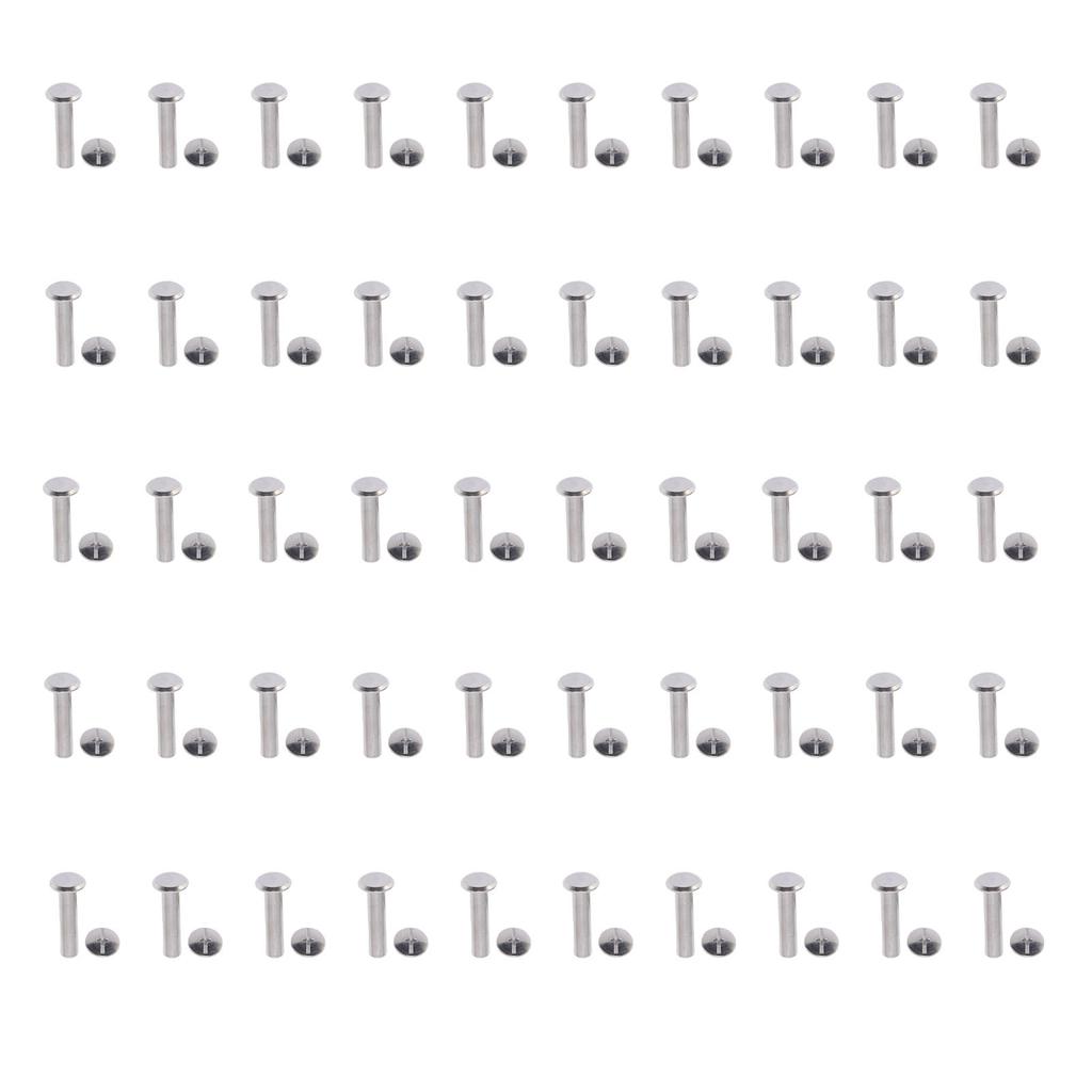 50 Pairs M5 Rivet Stud Set Stainless Steel Flat Round Head Double Cap Tubular Rivets for Clothing PU Leather
