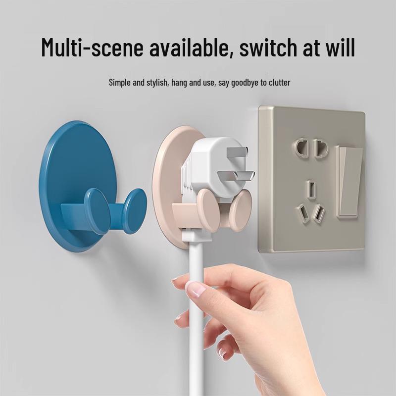 Strong Adhesive No-Drill Plug Hook for Kitchen Wall Power Cord Storage