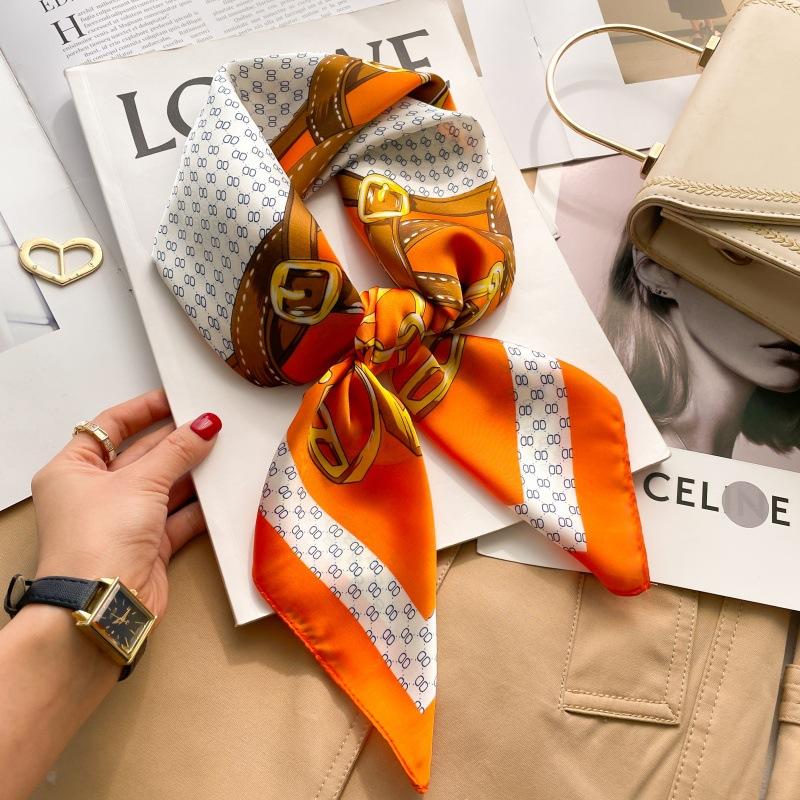 Small square scarf silk scarf women's French spring and autumn summer matching shirt neck protector scarf tulle scarf scarf 71x71