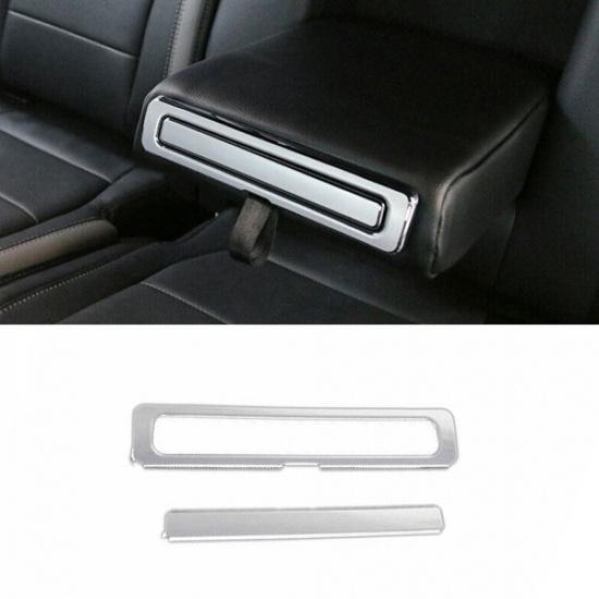 Car Rear Water Cup Storage Box Cover Trim For Ford F-150 2015- Chrome Silver