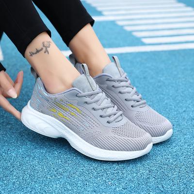 Leichte und atmungsaktive Damen-Sport-Fly-Woven-Laufschuhe Mode Mesh-Schuhe flacher Absatz 2024 Frühling und Sommer neue Freizeitschuhe