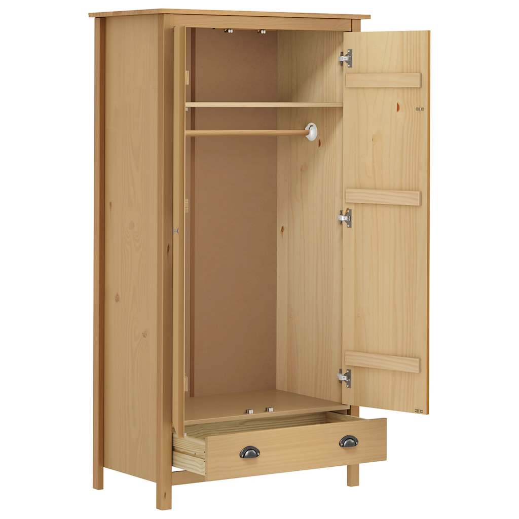 Hill 2 Door Wardrobe 89 x 50 x 170 cm Solid Pine Wood