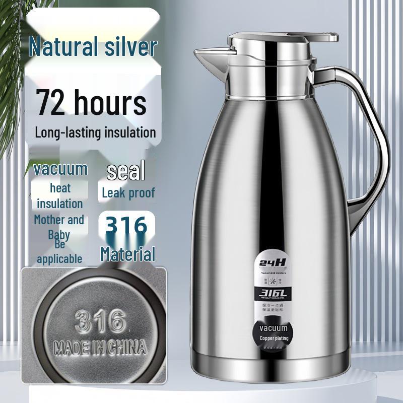 

High-End Double-Layer Stainless Steel Insulated Kettle - Anti-Scald Hot Water Bottle for Home & Commercial Use. 316L Extra Thick [Keeps Warm for 36 Hours] 2.5L