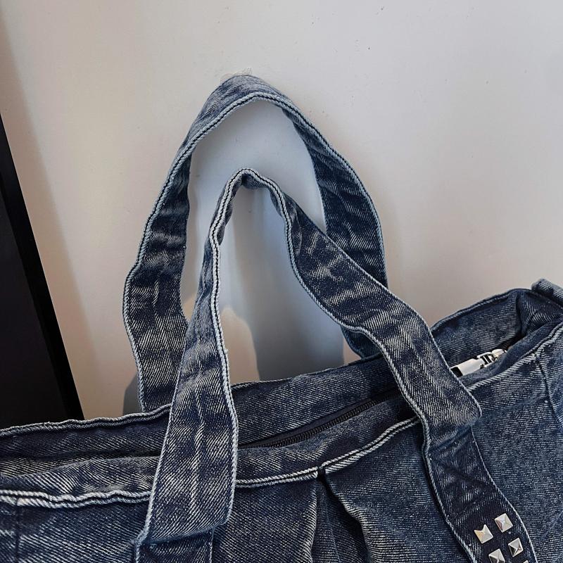 Vintage Denim Bag Women's Lightweight Shoulder Bag Commuter Large Capacity Crossbody Bag