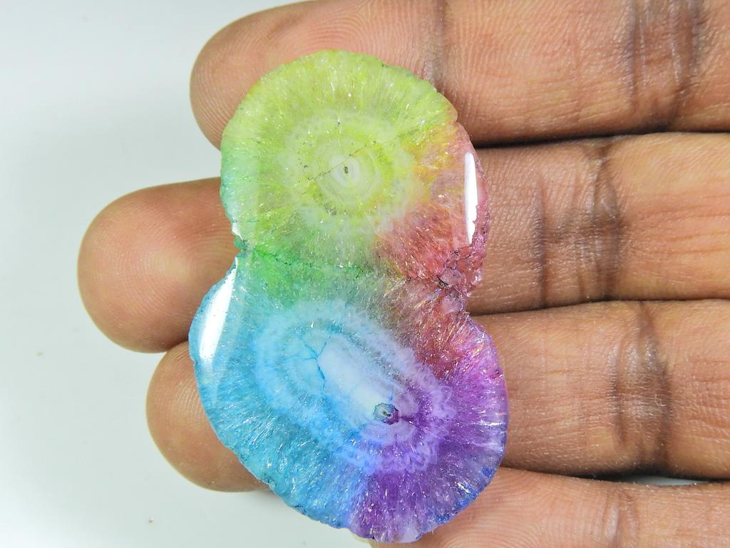 77Cts. Dyed Solar Druzy Agate Multi Colour Fancy Cabochon Loose Gemstone ET-33