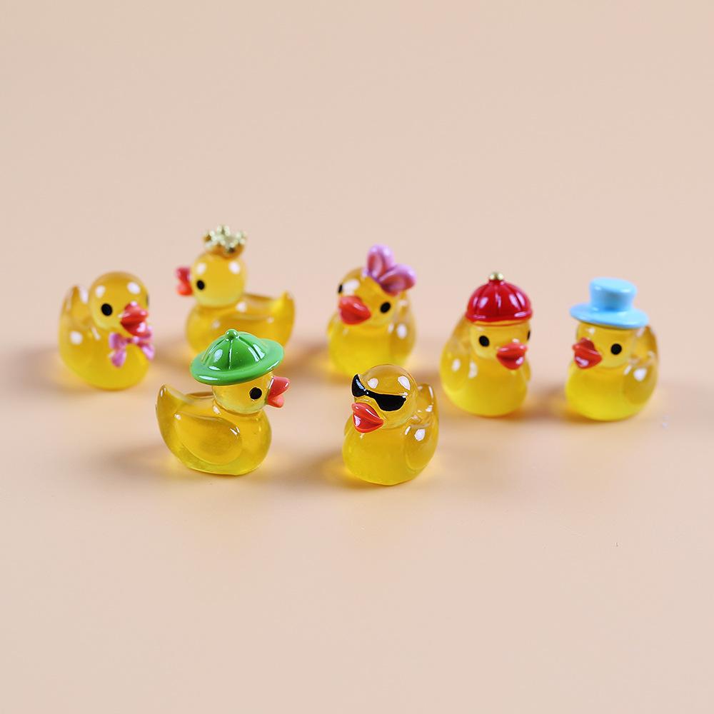 100/50Pcs Mini Yellow Luminous Duck Ornament Miniature Figures Tiny Duck Micro Fairy Garden Landscape Fairy Garden Home Decor