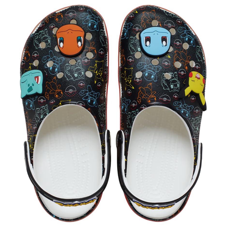 Crocs X Pokemon Classic Clog Black Multi-Color Print Comfort Slip On Clogs Men's 211343-90H