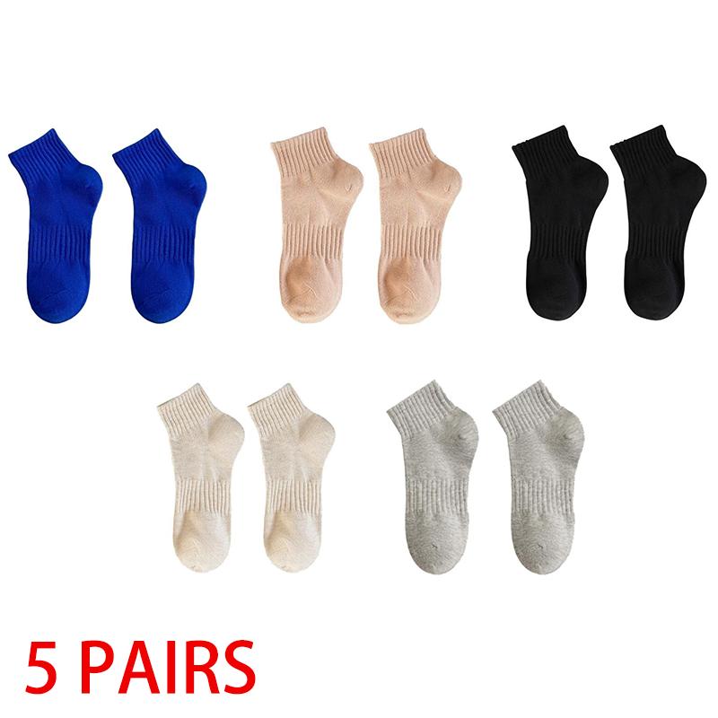 

1/5 пар полосатых хлопковых коротких носков для унисекс, дышащие, влагоотводящие, модные спортивные носки, женские носки до щиколотки для пары 5PAIRS дубильная кора