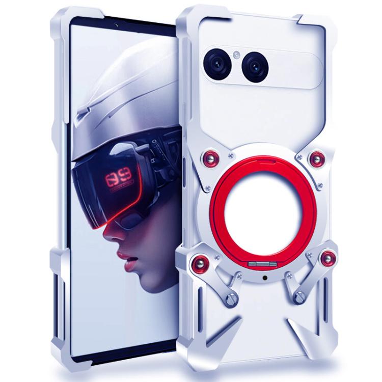 Rotating Bracket Hollow Metal Phone Case with Lanyard