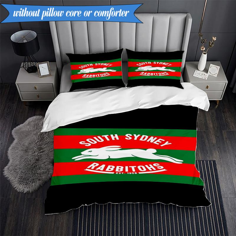 Set Lenzuola con Stampa 2D Design Logo Coniglio NRL 3 Pezzi (Include 1 Copripiumino + 2 Federe Senza Imbottitura), Decorazione camera da letto, Regalo ventilatore