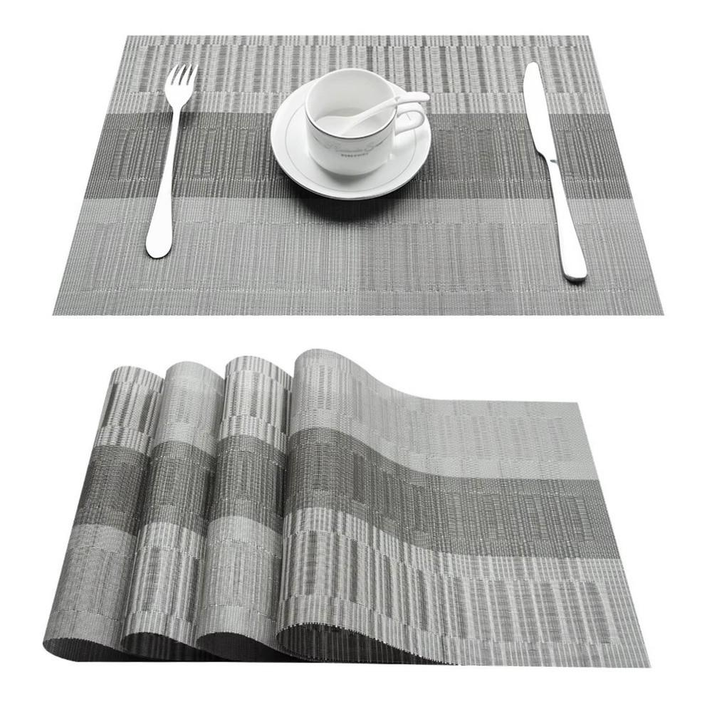 Weave Stripe Table Mat PVC Pallet Coaster 30*45cm Placemats For Dining Table