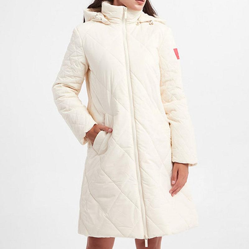 Armani Exchange FW22 Solid Color Quilted Detachable Hood Mid-Length Cotton Coat Women coats 6LYK04-YNVUZ-1130
