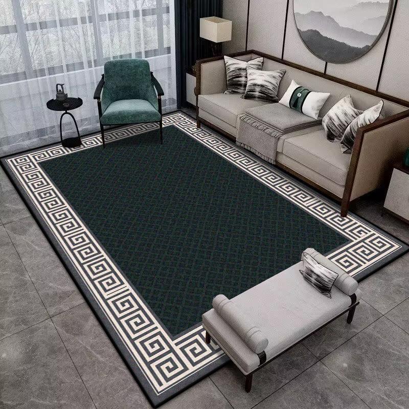 Moderní Jednoduchá Domácí Podložka Měkký Luxusní Koberec do Obývacího Pokoje Protiskluzový Ložnicový Luxusní Dekorace Černý Plošný Koberec Podložka na podlahu