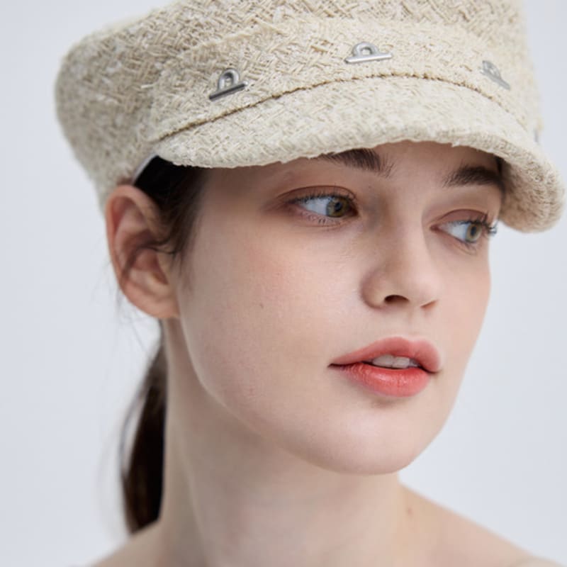Gounmoja TWEED BOYS CAP (White/Beige)
