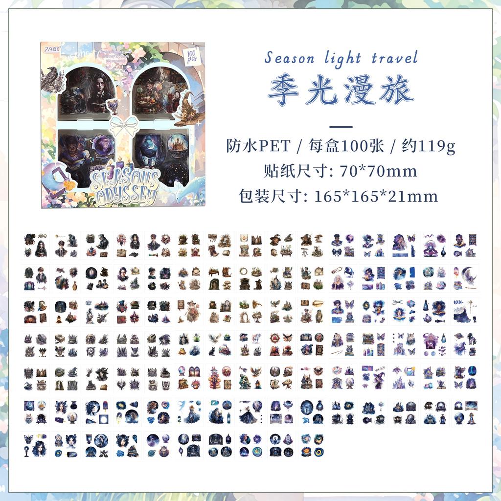 100Pcs Vintage Stickers Box Set Retro Aesthetic Stickers for DIY Scrapbooking Journal Planner Craft Stationery Gift Box