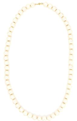 Cotton Pearl Necklace Long Kiska Magnetic Clasp Simple Gold Metal Hypoallergenic Cotton3 Mag 10mm X 80cm [miwaki] Women's