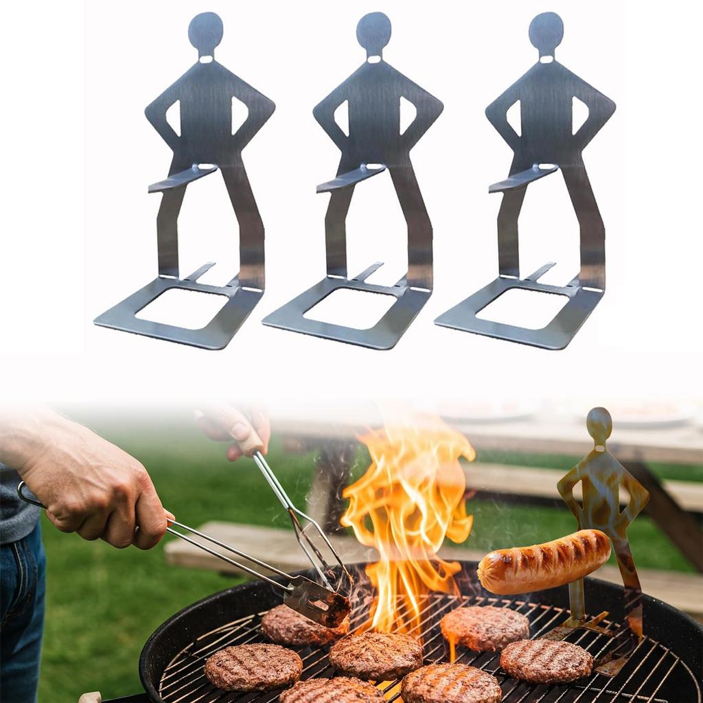 Stal Nierdzewna Kształt Człowieka Stojak Grillowy na Kiełbaski do Grillowania na Zewnątrz Uchwyt na Szaszłyki Zestaw 5 Sztuk
