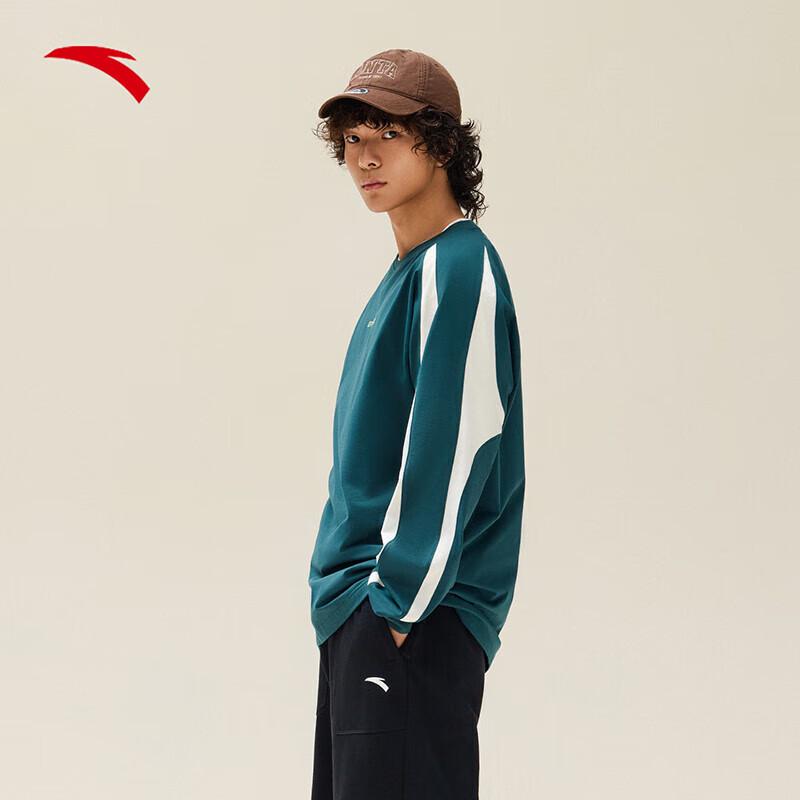 Anta Men s Spliced Loose Fit Breathable Knit Long-Sleeve Sport T-Shirt XL