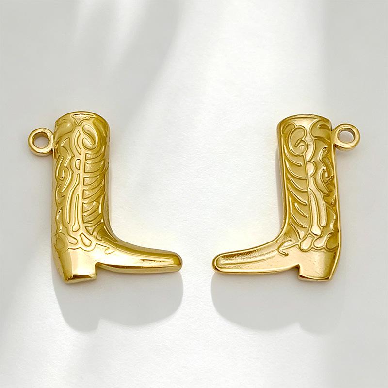18K Gold-Plated Stainless Steel Shoe Pendant Charms for DIY Bracelets & Necklaces