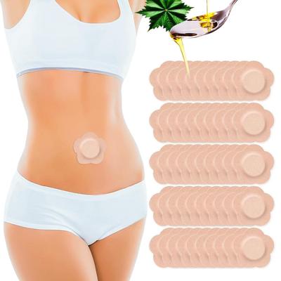 50Pcs Navel Patch Castor Oil Belly Button Patches Skin-friendly Castor Oil Therapy Pad Disposable Anti Leakage Pack Wrap for Home Travel