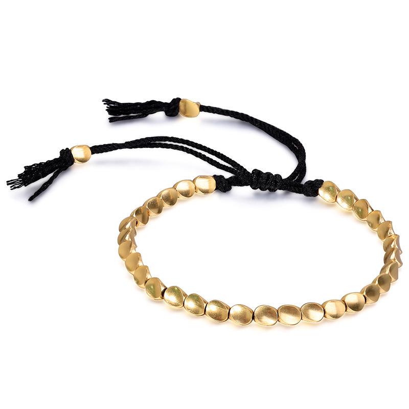 Women's Adjustable European Style Woven Rope Bracelet with Copper Beads and Tassel