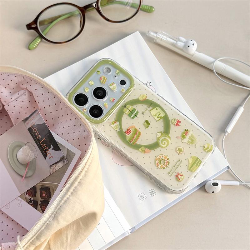 Korean Style Matcha Dessert Shake Magnetic Phone Case for iPhone 17/16 Pro Max/15/14