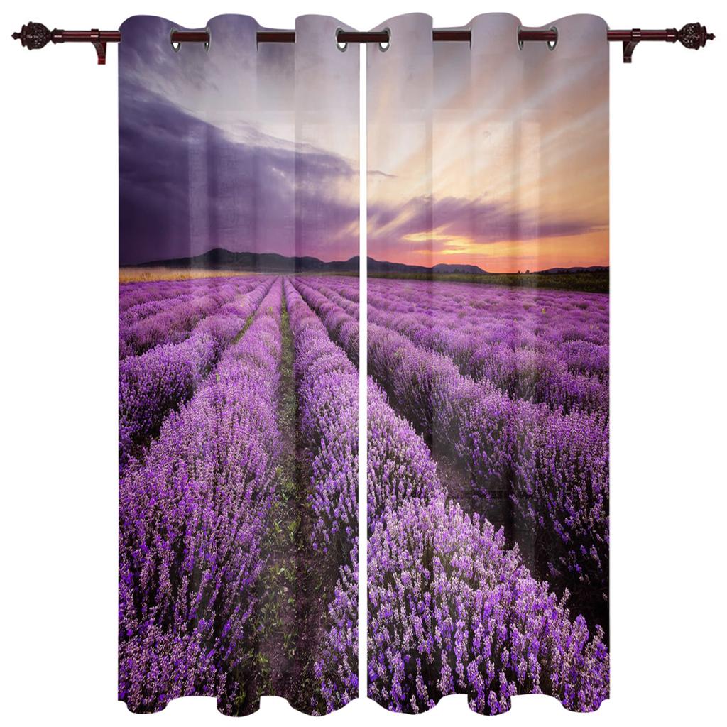 Μωβ Λεβάντα Λουλούδια Πεδίο Καρέκλα Κουρτίνες Παραθύρου Κουρτίνες Κουζίνας Πάνελ Διακόσμησης Σπιτιού Κουρτίνες για Σαλόνι Κουρτίνες για Υπνοδωμάτιο