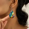 Trendy Waterdrop  Hoop Earrings for Women 2025 New European and American Retro Unique  Colorful Earrings Jewelry Accessories