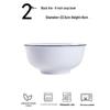 Jingdezhen Underglaze Ceramic Soup Bowls - 8-inch, Black Line (Set of 2)