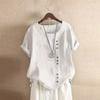 T-shirt in Cotone e Lino da Donna con Vestibilità Larga e Maniche Corte per Uso Casual