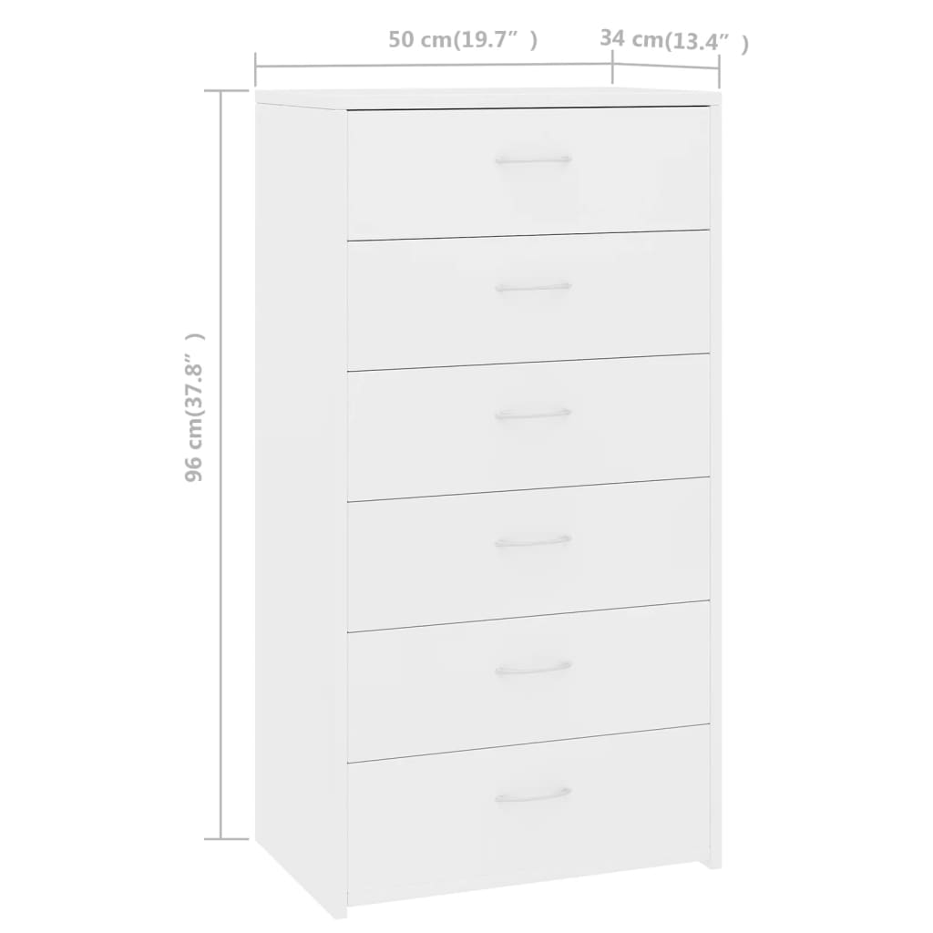 6-Schubladen-Sideboard in Weiß 50 x 34 x 96 cm Holzwerkstoff