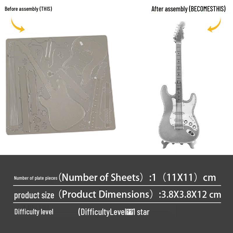 

Металлическая 3D DIY Модель Пазл Набор Гитара