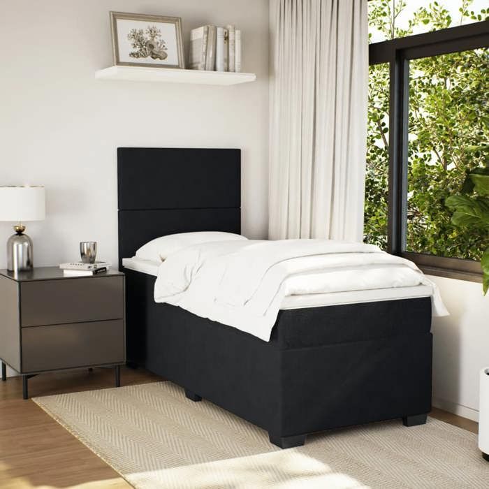 VidaXL Sommier à lattes de lit avec matelas Noir 100x200 cm Velours 3290830