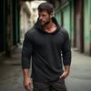 Einfarbiger Herren Baumwolle Langarm Kapuzen T-Shirt Lässig Outdoor Basisschicht Oberteil