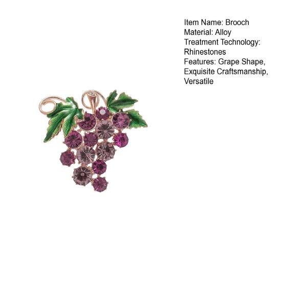 Yousheng Stunning Brooch Pin Shiny Rhinestones Inlaid Grape Shape Pin Collar Coat Badge Dresses Party Evening Attire