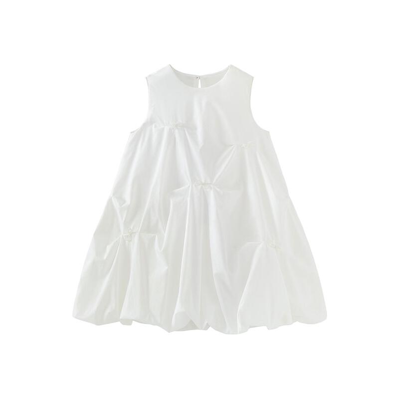 Minibala Girls' Pure Cotton Bowknot A-Line Vest Dress