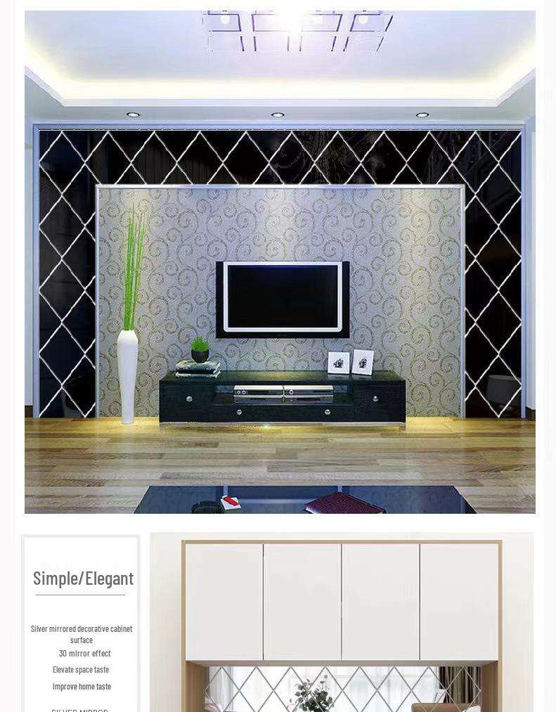 Acrylic Diamond Splicing Background Wall Mirror Sticker for Living Room Decoration