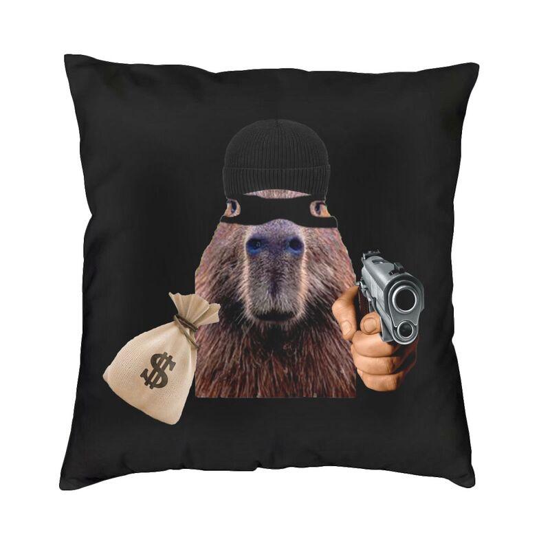 Doodle Plants Capybaras Pillow Case 40X40Cm Living Room Decoration Kawaii Wild Animals Cushions For Sofa Square Pillowcase