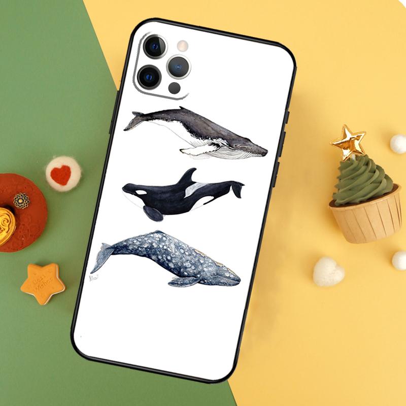 Shark and Killer Whale Phone Case For iPhone 17 16 16E 15 14 12 11 13 Pro Max 12 13 Mini 17Air Shockproof Cover