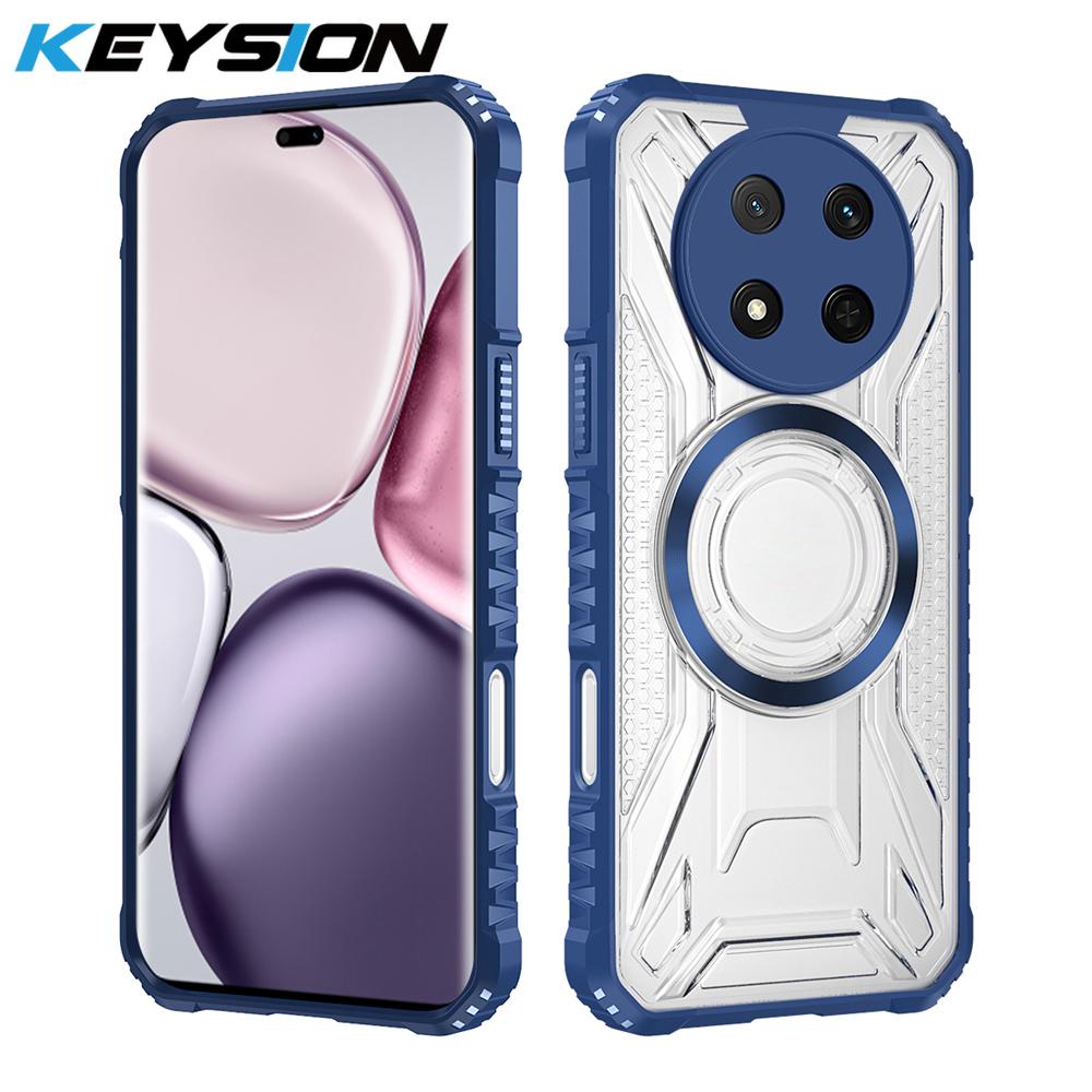 KEYSION Transparent Magnetic Case for HONOR X9c 5G Silicone+PC Heavy Duty Shockproof Phone Cover for Huawei Honor Magic 7 Lite 5G