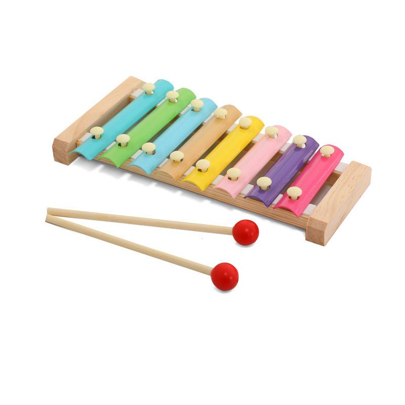 Kids 8-Note Xylophone Lacing Clock Rainbow Tower Four Sets Column Shape Board Worm Twist Baby Educational Toy MHWJ-003