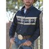 Western Style Long-sleeve Shirt, Men's Fashion Top with Geometric Pattern