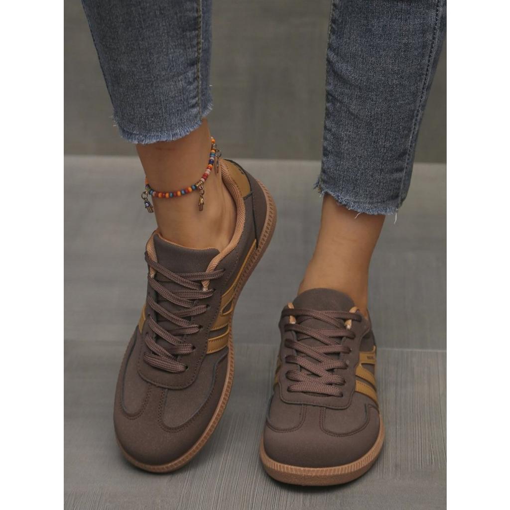 30 Color Women's Plus Size German Training Shoes Sports Shoes, Retro Color Blocked Flat Sole Shoes for Women