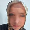 Funky Party Face Mask - Sunscreen Cosplay & Costume Accessory for Festivals, Raves, and Themed Events, Light Blonde Hair with Blue Eyes Desig