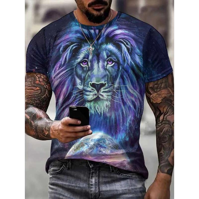 

Животное Волк 3D Принт Футболки Уличная Одежда Мужская Мода Повседневная Оверсайз Футболка с Коротким Рукавом и Круглым Вырезом 6xl
