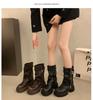2024 Women's Slimming Retro Brown Martin Boots - Chunky Heel, Thick Sole, British Style Ankle Boots for Spring & Autumn (Small Sizes)