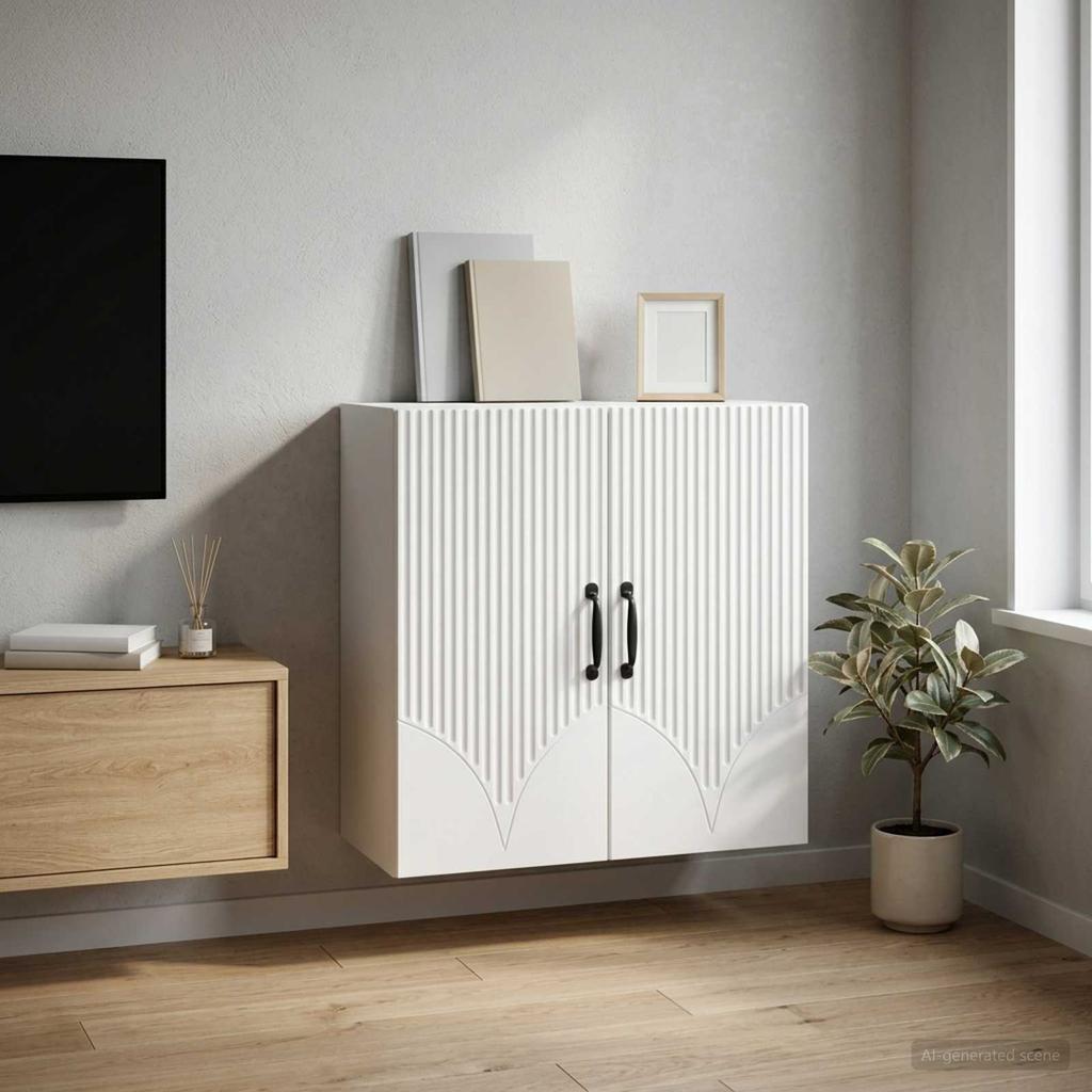 Wall Mounted Cabinet White 59 X 31 X 60 Cm Particleboard