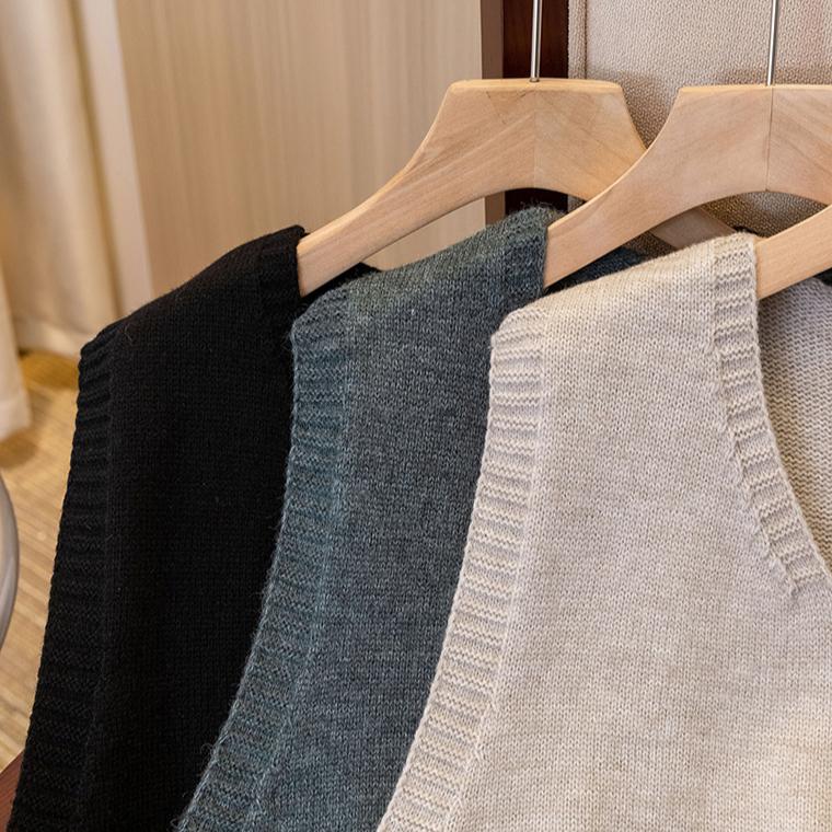 DIMANAF 2025 Autumn Women Sleeveless Vest Sweaters Knitting Buttons Casual Style Loose Sweater