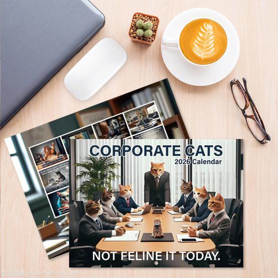 2026 Veggkalender Jan 2026 - Des 2026 12 Månedlig Planlegger Vegghengt Kalender med Morsomme Hund-/Kattebilder for Skole Hjemmekontor