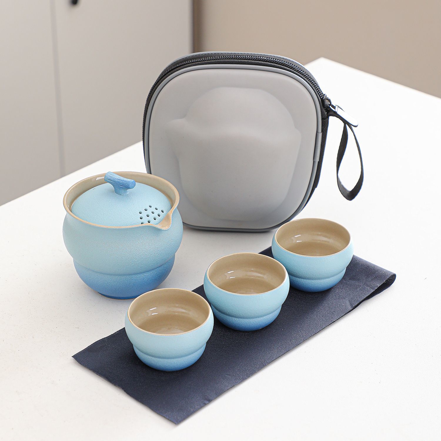 

Portable Tea Set, Quick Cup, 1 Pot and 3 Cups, Gourd-shaped,camping Travel Tea Set, Unique Chinese Tea Ceremony Gift